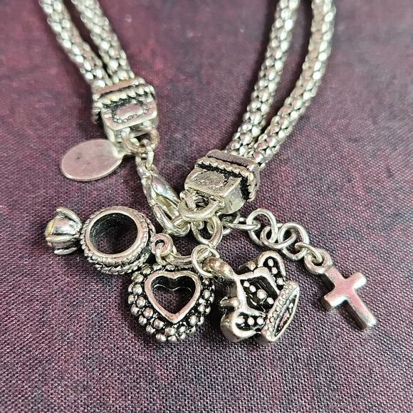 🔺️Premier Antiqued Double Strand Braided Charm Bracelet - Picture 5 of 12